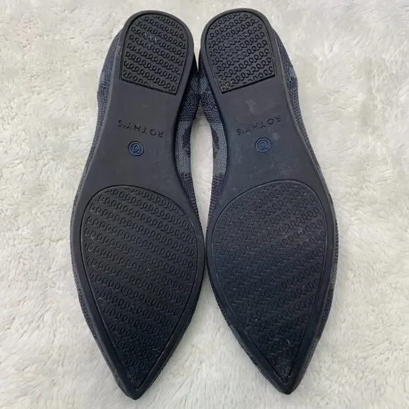 Rothy’s Women's Gray Black Retired The Point In Dark Camo Flats Shoes Size 7