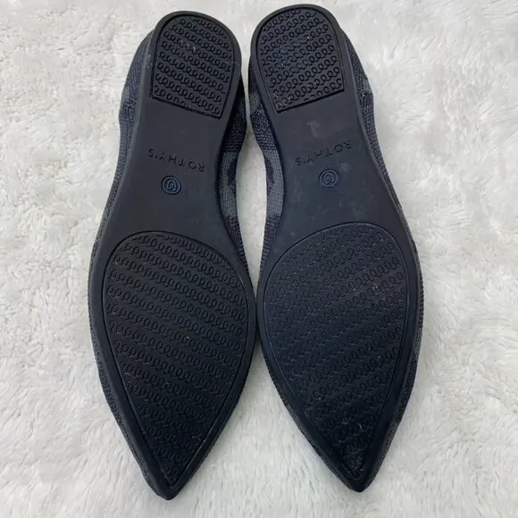Rothy’s Women's Gray Black Retired The Point In Dark Camo Flats Shoes Size 7