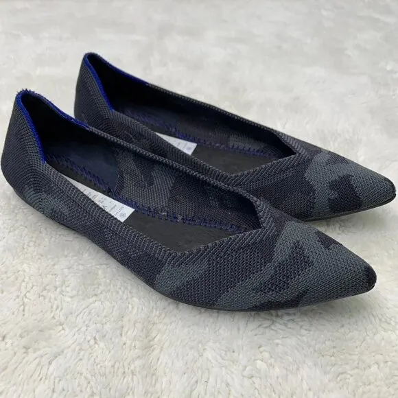 Rothy’s Women's Gray Black Retired The Point In Dark Camo Flats Shoes Size 7