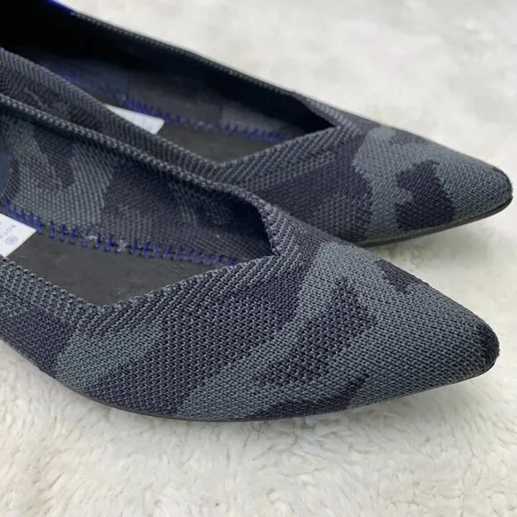 Rothy’s Women's Gray Black Retired The Point In Dark Camo Flats Shoes Size 7