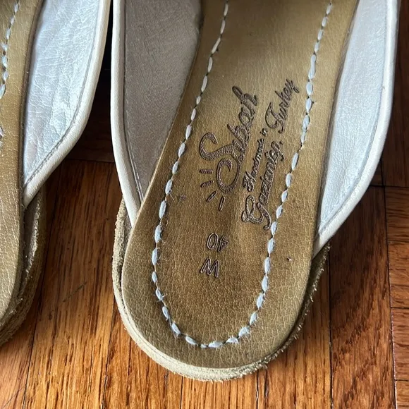 Sabah Ivory Leather Slip-On Mules W 40 or size 7M fit