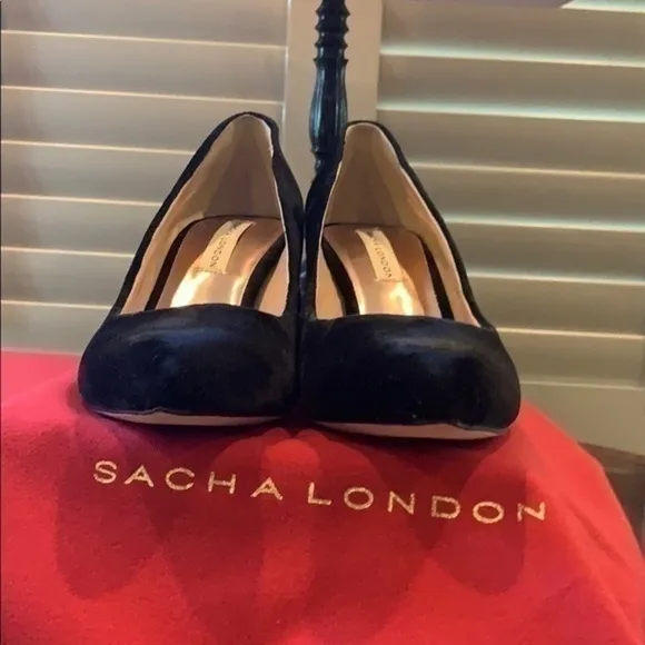 Sacha London black velvet heels
