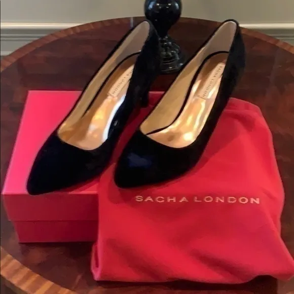 Sacha London black velvet heels