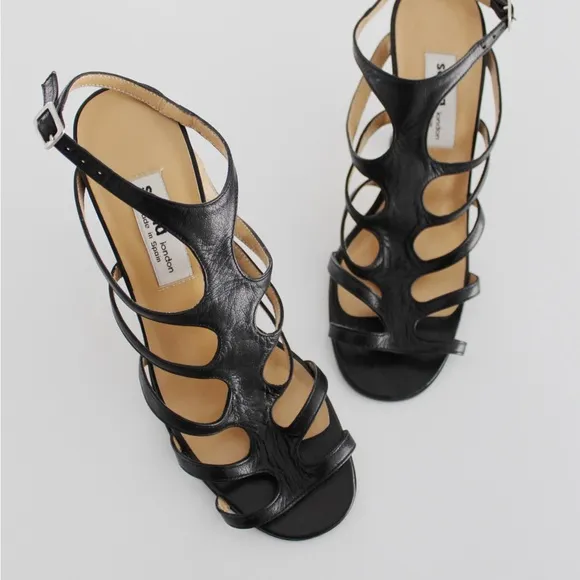 Sacha London Leather Strappy Caged Heels