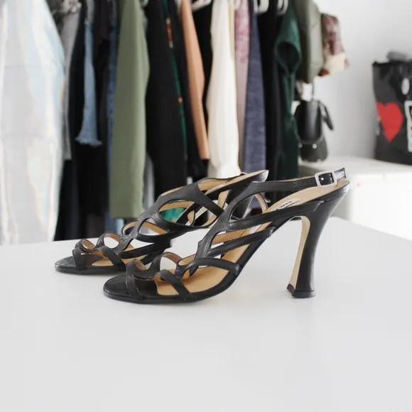 Sacha London Leather Strappy Caged Heels