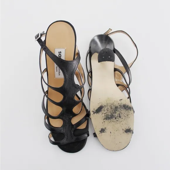 Sacha London Leather Strappy Caged Heels