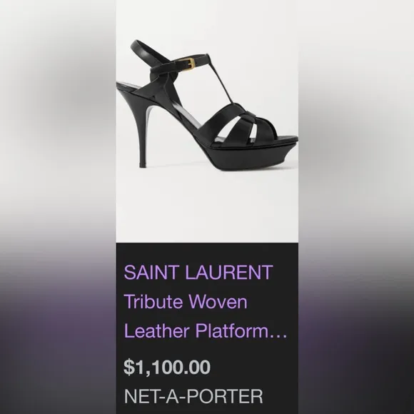 Saint Laurent Black Heels with Strappy Design and Platform Sole