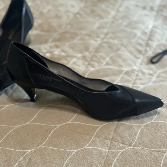 Saint Laurent Black Leather Heels Pointed Toe