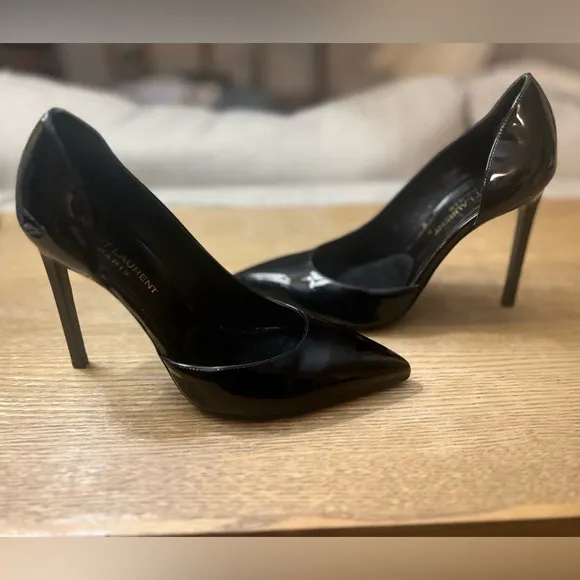 Saint Laurent Black Patent Leather Heels-authentic -box and dust bag included