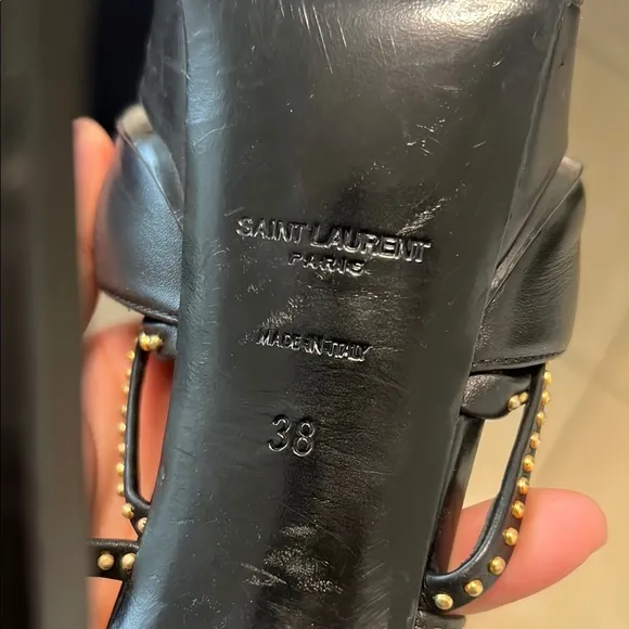 Saint Laurent Black Stiletto Heels with Strappy Design