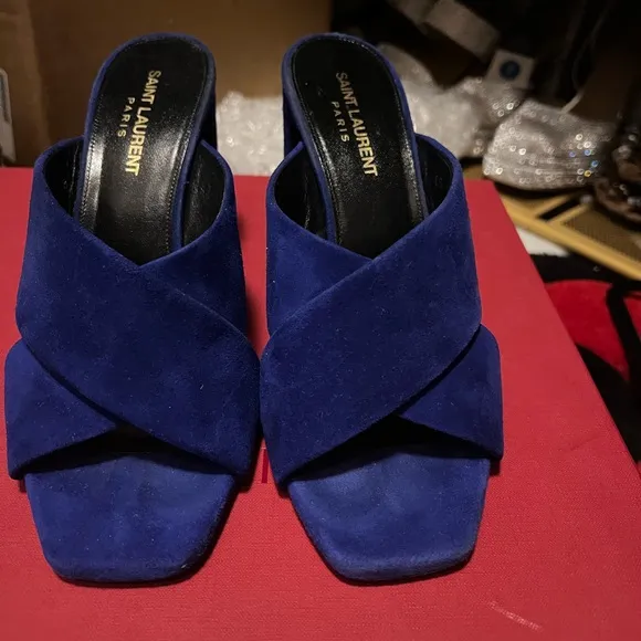 Saint Laurent loulou blue mules