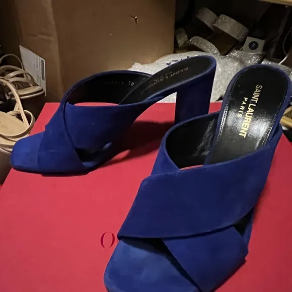 Saint Laurent loulou blue mules