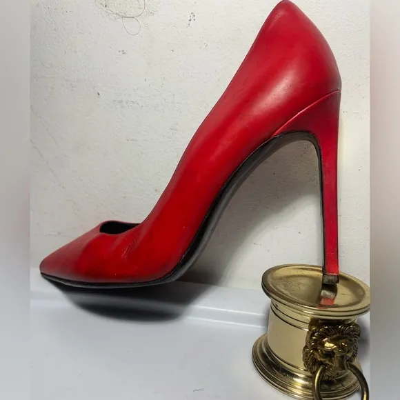 Saint Laurent red leather pointed toe heels pumps sz 36.5 made in italy As is