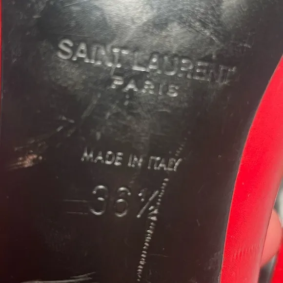 Saint Laurent red leather pointed toe heels pumps sz 36.5 made in italy As is