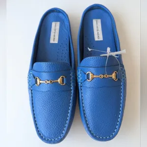 Saks Fifth Avenue Blue Mules with Gold Accent