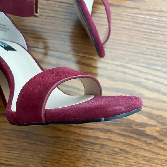 Saks Fifth Avenue Burgundy Suede Strappy Heels NWOT