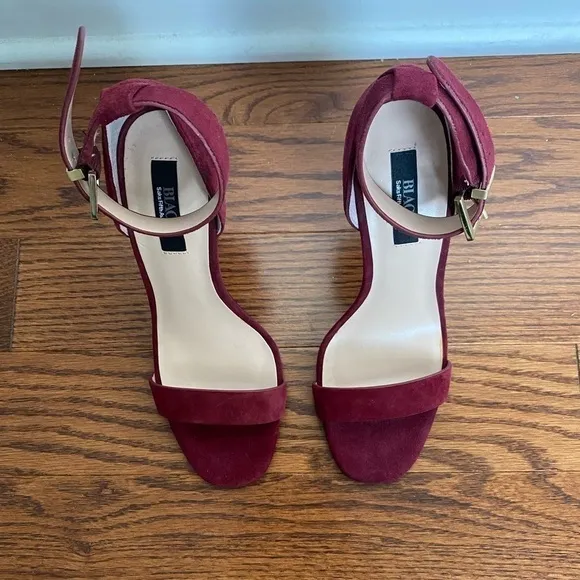 Saks Fifth Avenue Burgundy Suede Strappy Heels NWOT