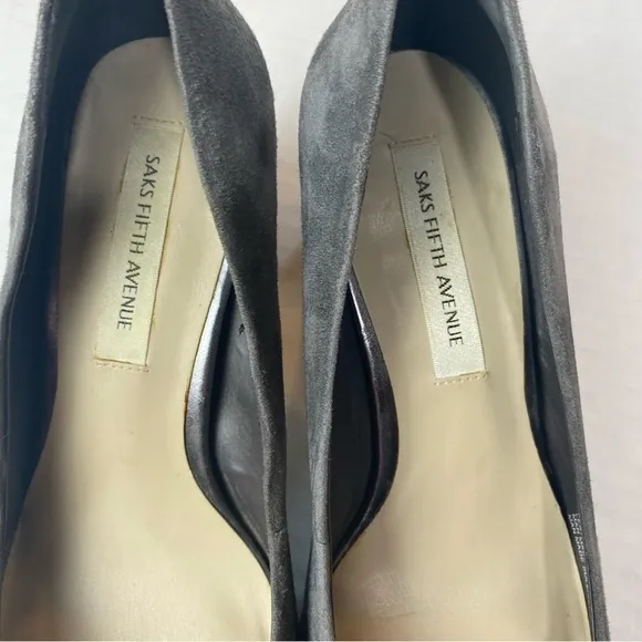 Saks Fifth Avenue Gray Heels with Elegant Pointed Toe