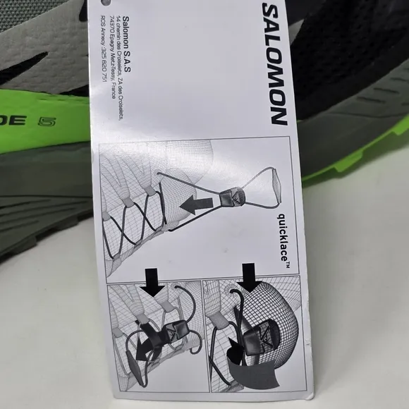 SALOMON Sense Ride 5 Black Green Grey Trail Running Shoes Men’s Size 11.5 New