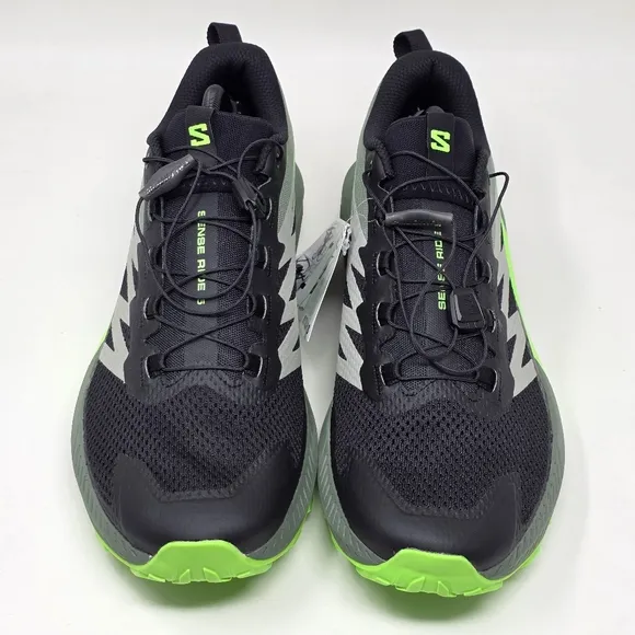 SALOMON Sense Ride 5 Black Green Grey Trail Running Shoes Men’s Size 11.5 New