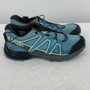 Salomon SpeedCross Blue/Gray Trail Running Shoes Quick Lace Low Top Youth Sz 2