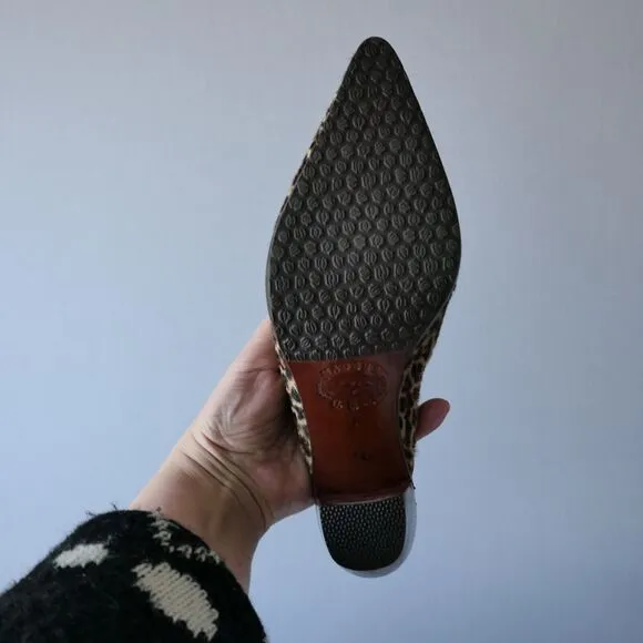 Salpy Anthropology Sz 7 Leopard Print Calf Hair Wood Sole Clogs Slides Mob Wife