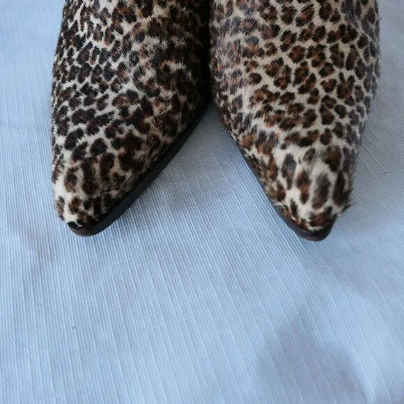 Salpy Anthropology Sz 7 Leopard Print Calf Hair Wood Sole Clogs Slides Mob Wife