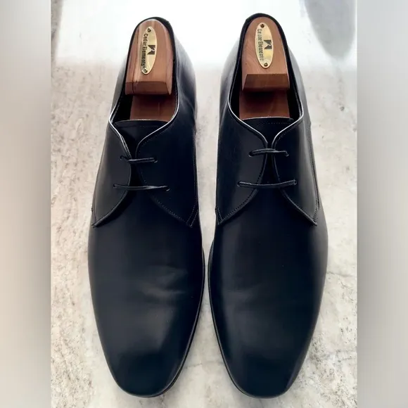 Salvatore Ferragamo 2 Eyelet Gibson Black Calfskin Dress Shoe Oxfords Lace Up 11