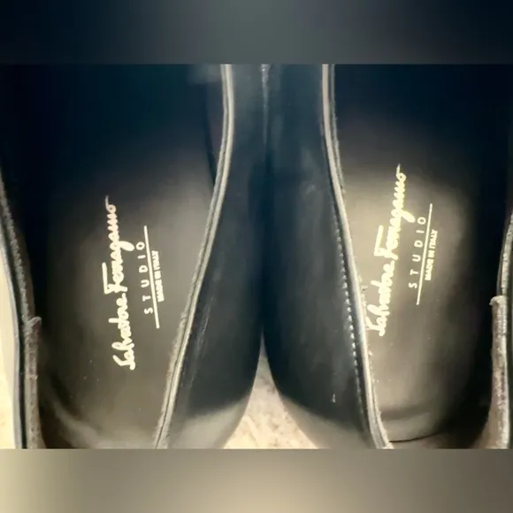 Salvatore Ferragamo 2 Eyelet Gibson Black Calfskin Dress Shoe Oxfords Lace Up 11