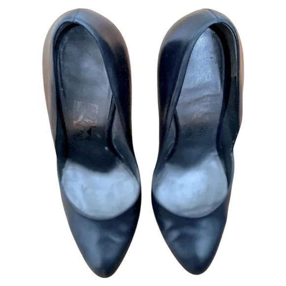 Salvatore Ferragamo Black Heels Elegant Pointed Toe, Women’s Size 9.5
