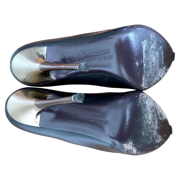Salvatore Ferragamo Black Heels Elegant Pointed Toe, Women’s Size 9.5