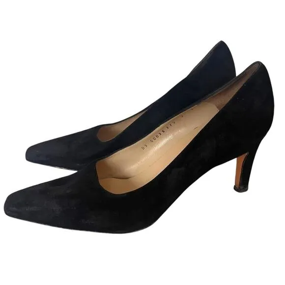 Salvatore Ferragamo Black Velvet Pump Size 9 Pointed Toe Italian 3” Quiet Luxury