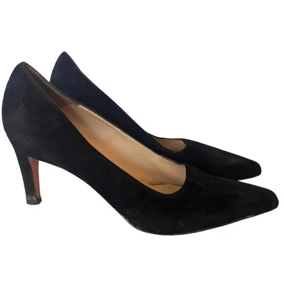 Salvatore Ferragamo Black Velvet Pump Size 9 Pointed Toe Italian 3” Quiet Luxury