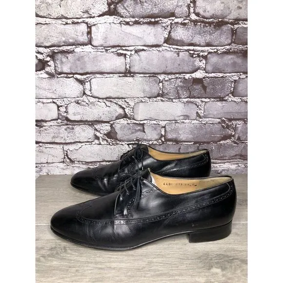 Salvatore Ferragamo Firenze Black Wingtip Oxfords Dress Shoes Men Sz 11D US/44EU