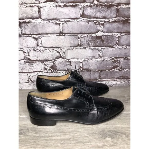 Salvatore Ferragamo Firenze Black Wingtip Oxfords Dress Shoes Men Sz 11D US/44EU