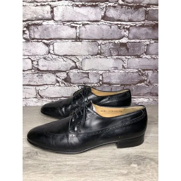 Salvatore Ferragamo Firenze Black Wingtip Oxfords Dress Shoes Men Sz 11D US/44EU