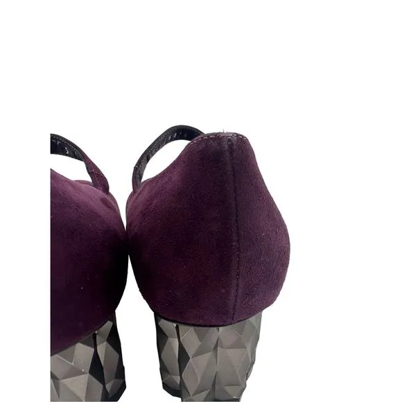 Salvatore Ferragamo Ortensia Suede‎ Mary Jane Purple Silver Geometric Heel Sz 5C