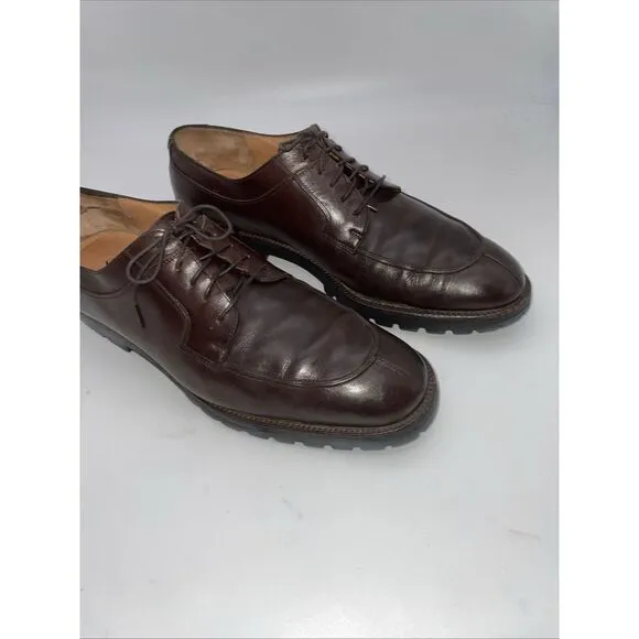 Salvatore Ferragamo Split Toe Brown Leather Men 9..5 D Lace‎ Up Dress Shoes