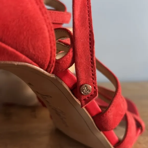 Sam Edelman Alba Red Suede Strappy Stiletto Heels