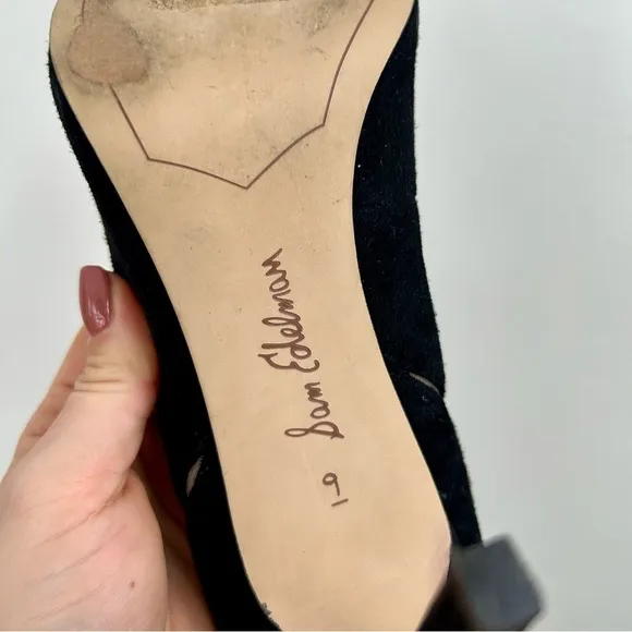 Sam Edelman Black Mesh &amp; Suede Pointed Toe Heels