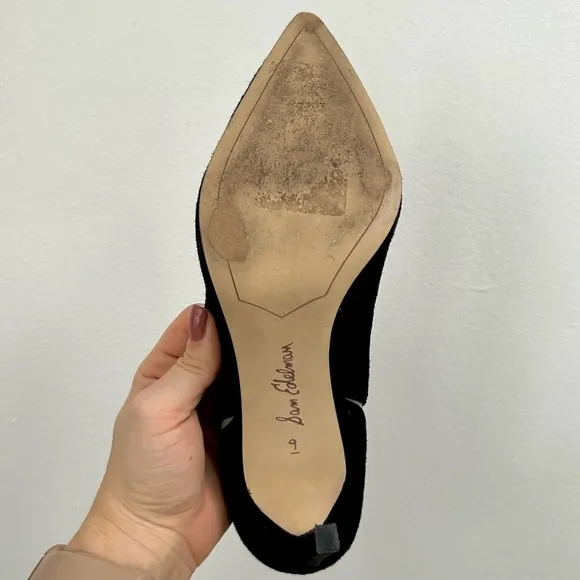 Sam Edelman Black Mesh &amp; Suede Pointed Toe Heels