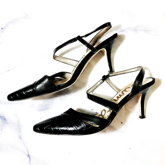 Sam Edelman Black Snakeskin Othello Pump High Heel
