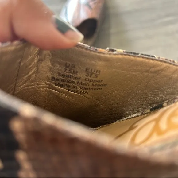 Sam Edelman Brown Snake Print Mules Leather Pointed Toe