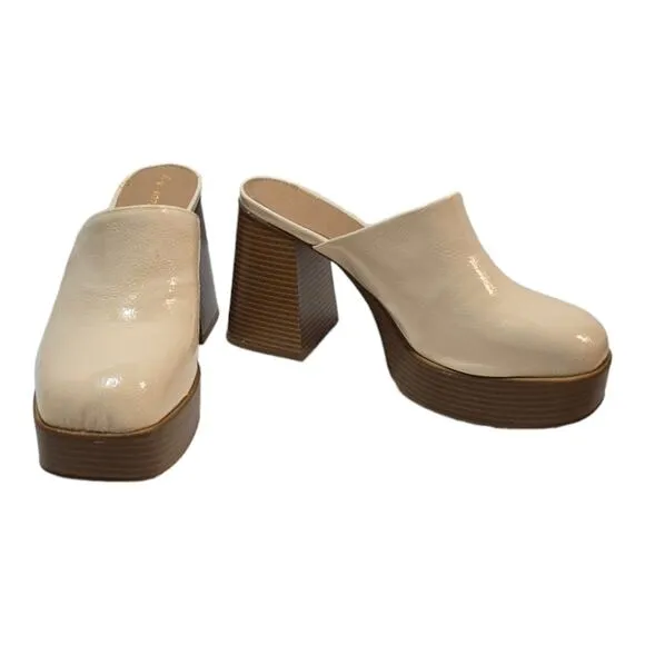 Sam Edelman Circus Chunky Platform 70s Heeled White Clogs New