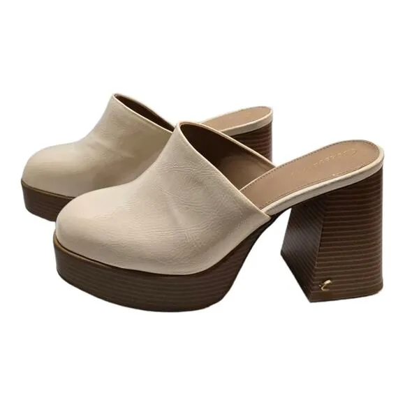 Sam Edelman Circus Chunky Platform 70s Heeled White Clogs New