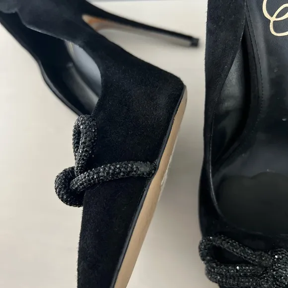Sam Edelman Deela Crystal Bow Heels in Black Pointed Toe Stiletto Heels 9