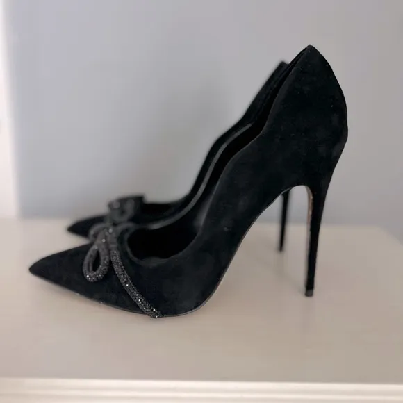 Sam Edelman Deela Crystal Bow Heels in Black Pointed Toe Stiletto Heels 9