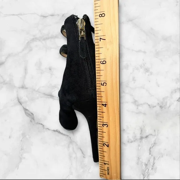 Sam Edelman Heels Pump Sz 9.5 Black Hayes Stiletto Pointed Strappy Leather Suede