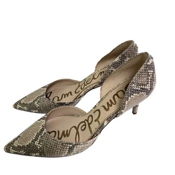 Sam Edelman Jaina Snake Print Leather Pointed Toe Dorsay Pump Size 11