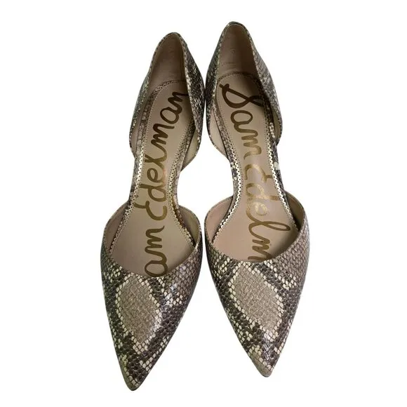 Sam Edelman Jaina Snake Print Leather Pointed Toe Dorsay Pump Size 11
